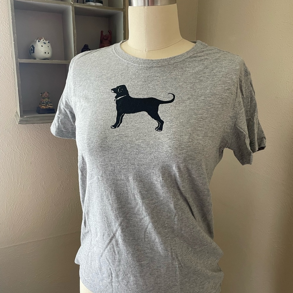 Gray Short Sleeve Tee with Dog Print